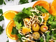 Зелена салата с портокал и соеви кълнове